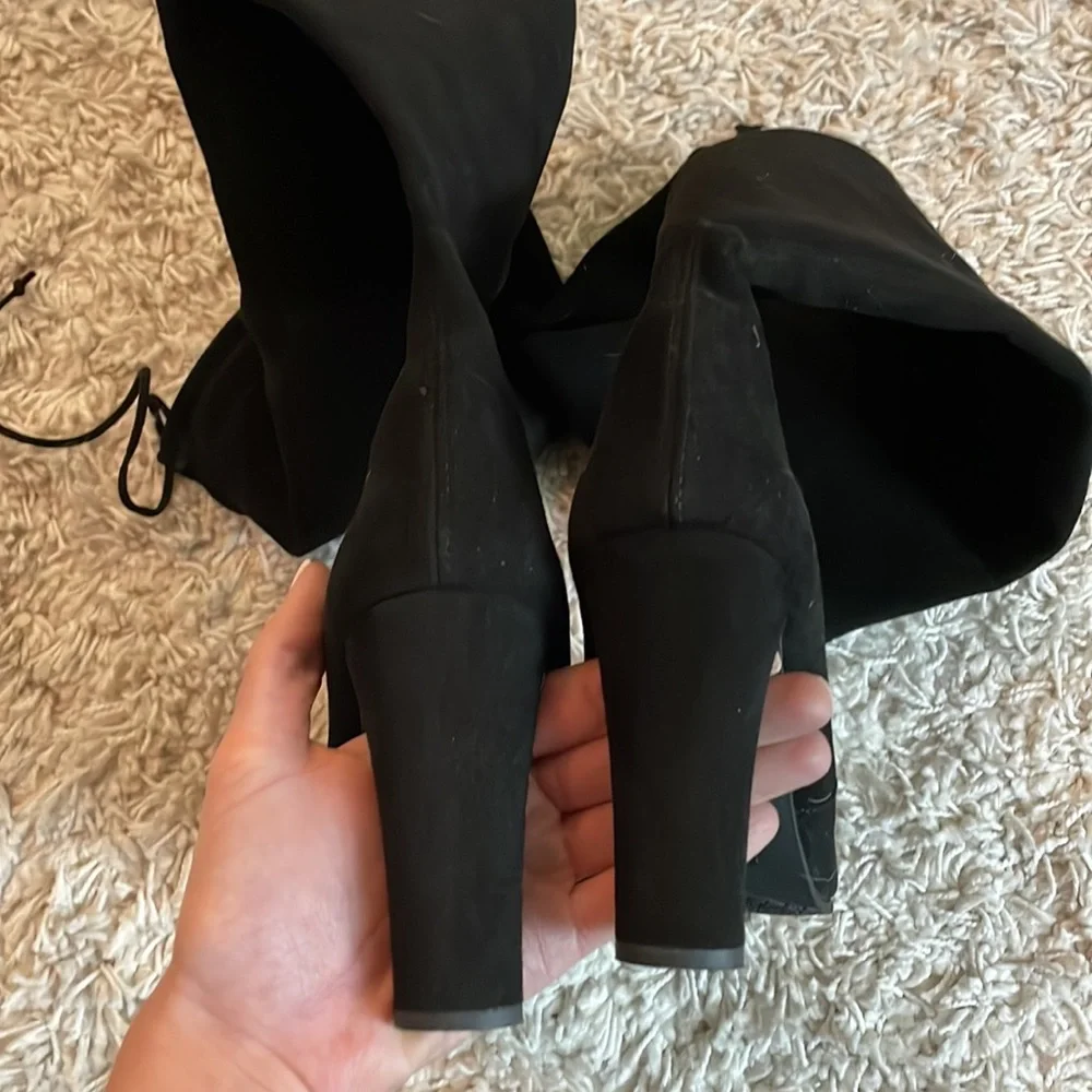 Stuart Weitzman Highland Over the Knee Boots, Black Suede - Picture 3 of 6